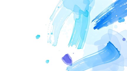 Abstract blue watercolor splashes and brush strokes on white background. Light, airy, and elegant design. Perfect for branding, invitations, or websites.