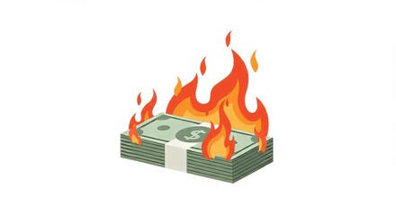 Financial distress represented by burning dollar bills and the concept of loss