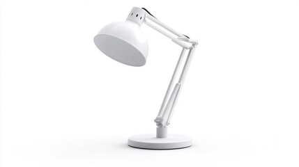 White adjustable desk lamp, isolated on white background.