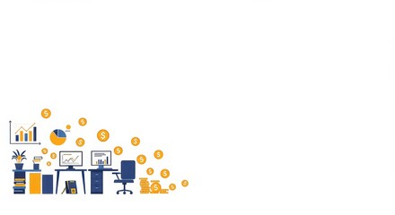 Financial Analysis and Growth Concept with Desk Setup and Dollar Currency