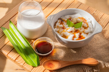 Sweet Rice Pudding With Coconut Milk And Pandan Leaves