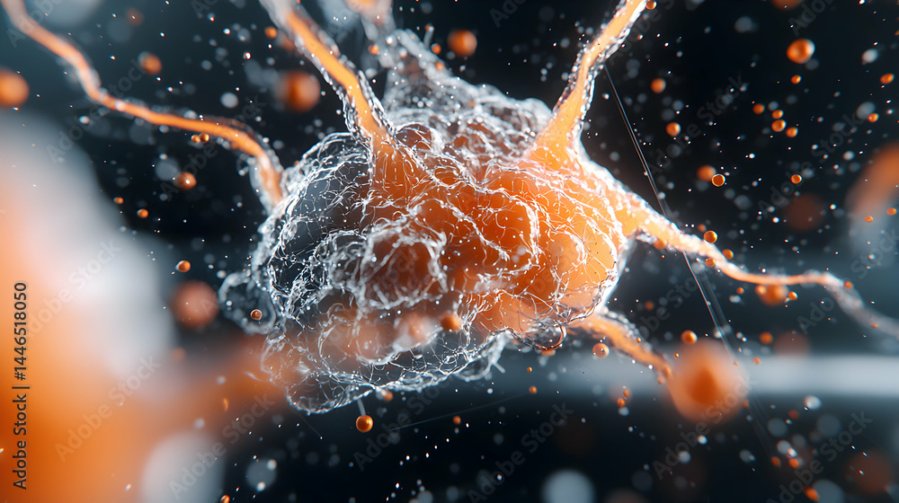 Poster microscopic view of a biological structure. the image could be used for scientific presentations or 