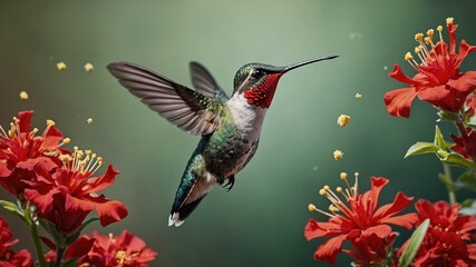 Fototapeta premium hummingbird in flight, Generative Ai