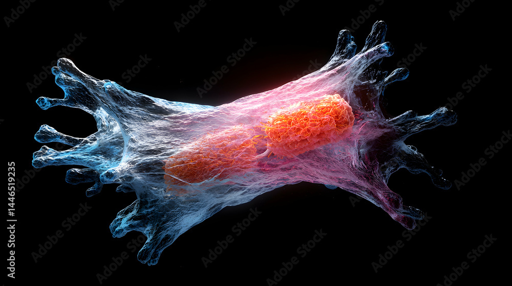 Aufkleber a vibrant artistic rendering of a biological cell structure showcasing internal components. useful f