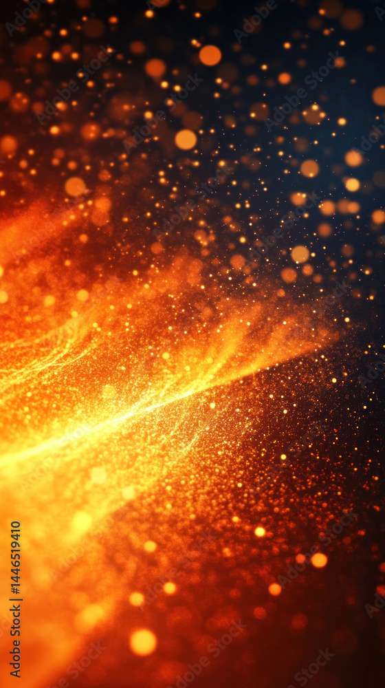 Poster a bright orange background with a lot of small dots. the dots are scattered all over the background 