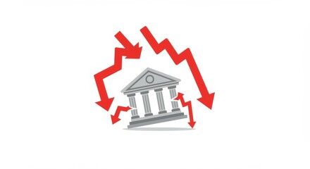Conceptual depiction of financial instability and economic downturn affecting banking sector