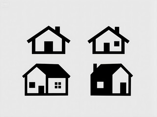 set of house icons.
Black and White House Icons in Different Styles.