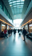 Fototapeta premium Generative AI presents a blurred vision of bustling airport terminal travel