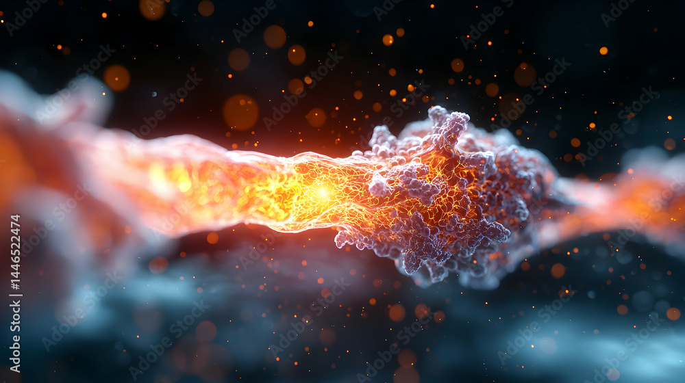 Poster abstract depiction of energy flow or cellular structures. suitable for scientific visualizations edu