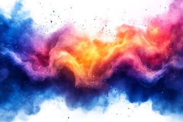 Colorful powder explosion, white background, abstract art, design element