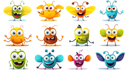 Obraz premium Colorful Cartoon Insect Characters for Children's Book Illustration and Design Projects