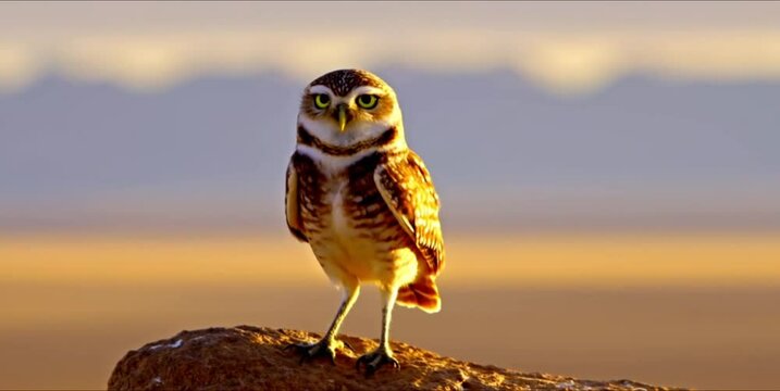 Burrowing owl standing alert wildlife bird watching nature animal