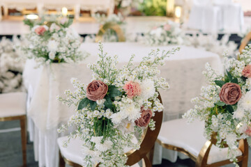 Elegant Wedding Ceremony Decor White Pink Flowers