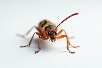 Close-up of a single insect on plain white background, small, white
