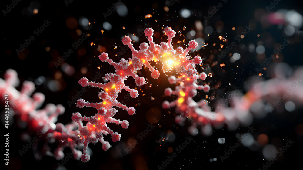 Poster a detailed digital rendering of a virus particle illuminates the complexity of microscopic organisms