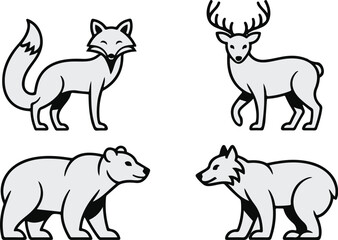 set of animals logo icon vector art illustration