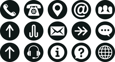 Contact icon set. Thin line Contact icons set. Contact symbols - Phone, mail, fax, info, e-mail, support... vector