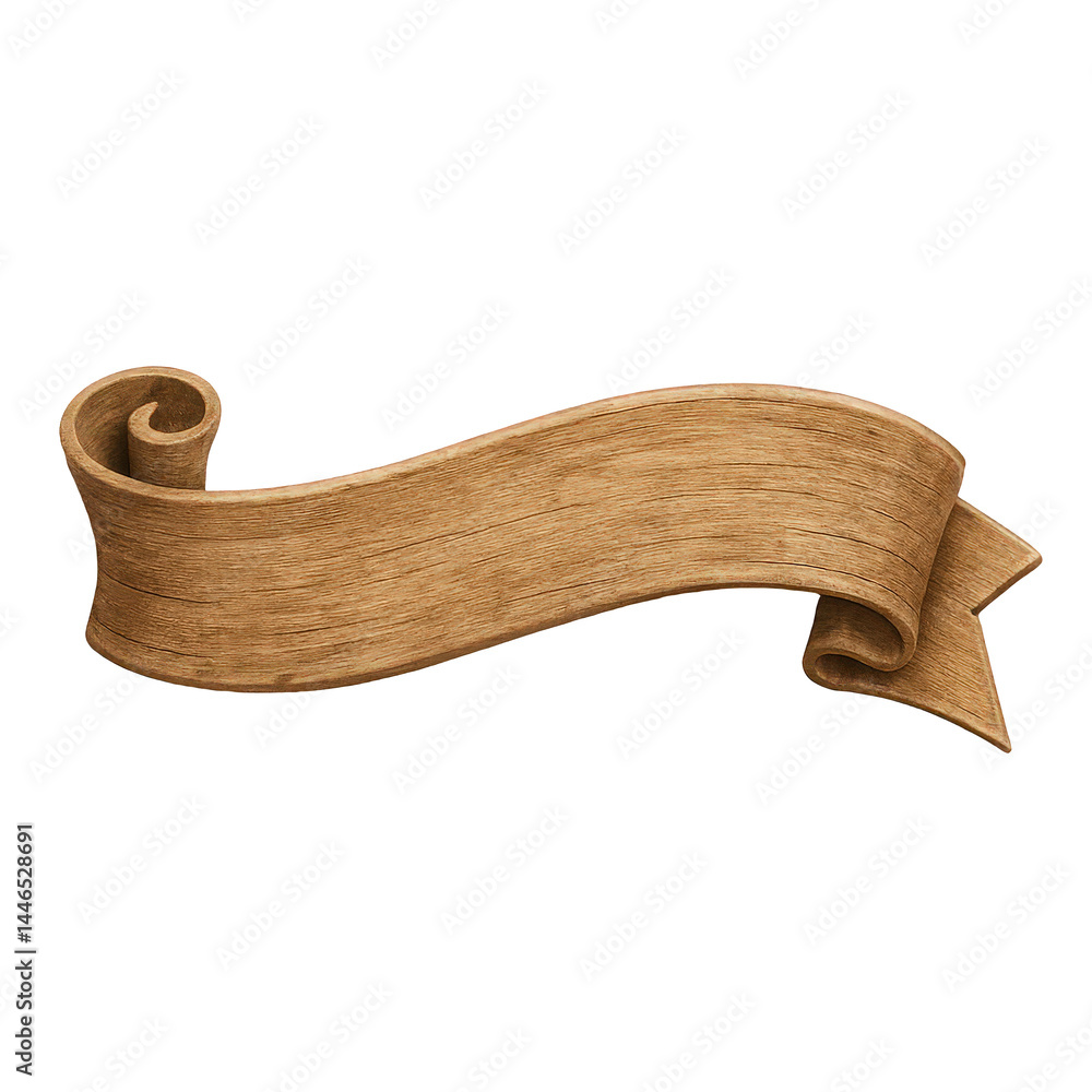 Poster richly detailed natural wooden banner scroll with beautiful texture ideal for adding a rustic vintag