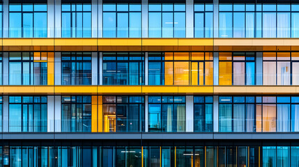 Obraz premium Modern Architecture with Colorful Windows in Urban Setting