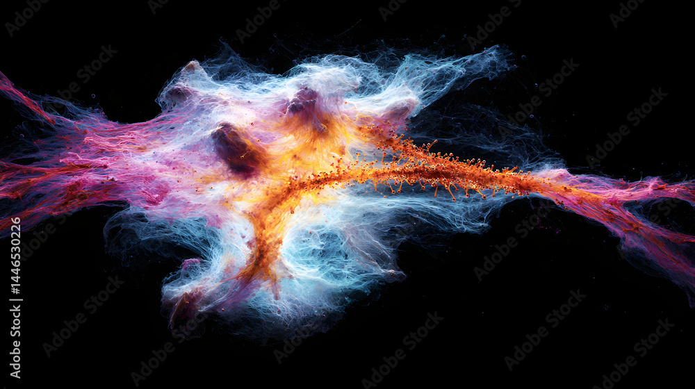 Poster an abstract image of swirling colorful nebulas. use as a captivating background or artistic inspirat