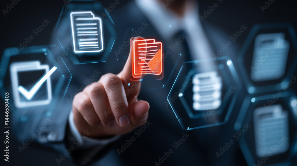 Poster digital document management system interface technology business workflow approved documents online 