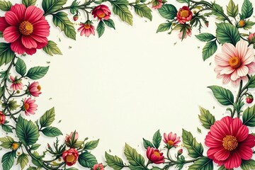 Intricate floral damask, swirling acanthus leaves and blossoms , antique, seamless