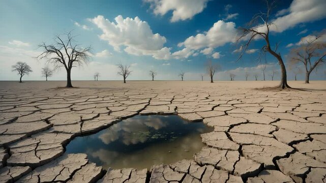 Drought-induced desiccation of lake: A consequence of crisis and change.