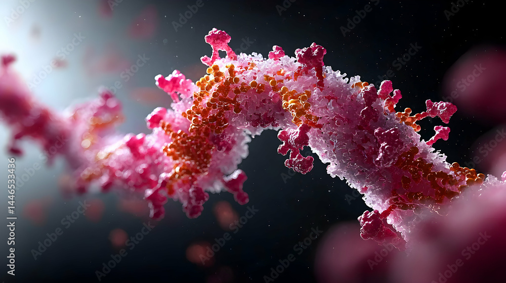 Poster detailed illustration of a microscopic structure. it could be used to visually represent complex bio
