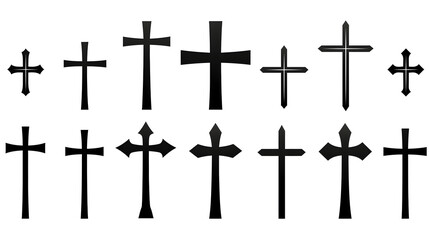 Christian Cross Icons Vector Illustration for Religious Websites and Apps