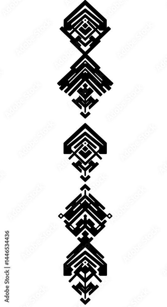 Poster geometric symmetry: an abstract representation of geometric pattern in black and white, creating a h