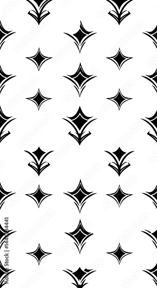 Poster geometric black and white pattern: a stylish repeating pattern featuring black geometric shapes agai