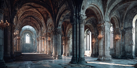 Obraz premium Epic Fantasy Ruined Castle Interior