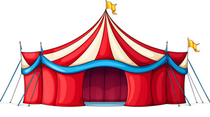 Colorful Circus Tent in Blue and Red Illustration for Events and Entertainment Designs