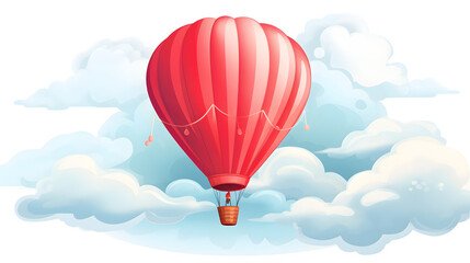 Naklejka premium Vintage Hot Air Balloon with Red Ribbon Soaring in the Sky for Travel Brochures and Adventure Designs