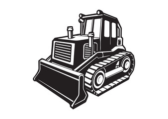 Naklejka premium Bulldozer silhouette vector