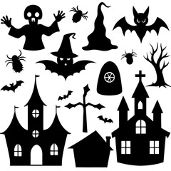 Halloween Silhouette Elements Collection