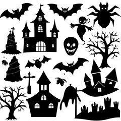 Halloween Silhouette Elements Collection