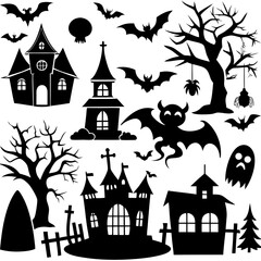 Halloween Silhouette Elements Collection
