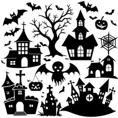 Halloween Silhouette Elements Collection