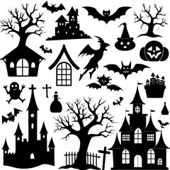 Halloween Silhouette Elements Collection