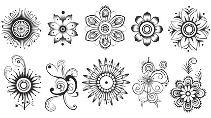 Elegant Colorless Floral Patterns with Geometric Elements for Design Projects