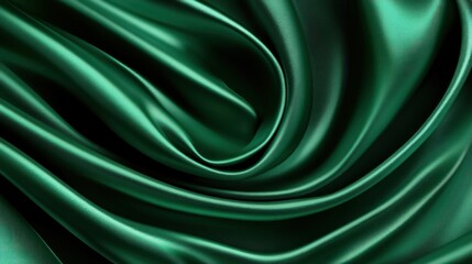 Obraz premium Emerald green silk fabric, luxurious folds and drapes.