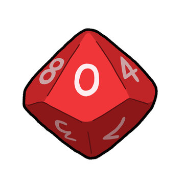 赤い十面体ダイスのイラスト