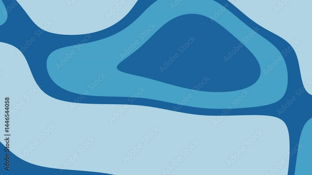Poster abstract animation of flowing blue shapes. seamless loop animation. abstract liquid background.
