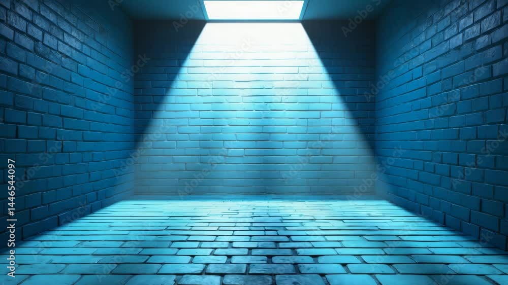 Poster highlighting product display with wall and lighting backdrop