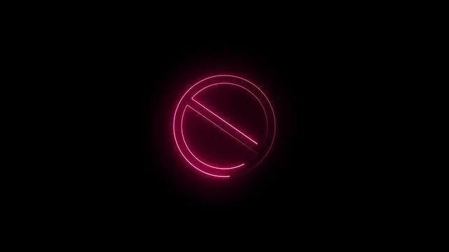 Simple Ban animation icon. Red sign stop, ban, cross, warning, stop or no entry, cancel, prohibited animation icon on black background. red ban icon animation on black background.
