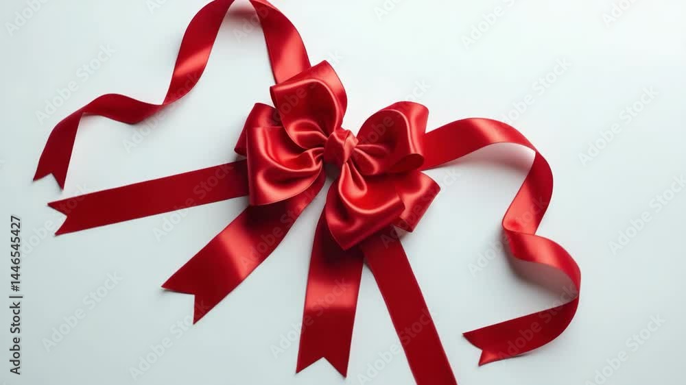 Poster isolated background featuring a red ribbon with a bow