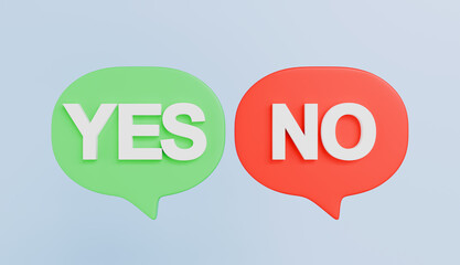 Choice icons of Yes and No, Yes and No icons in a speech bubble, Choice hesitate, opponent view accept and decline concept