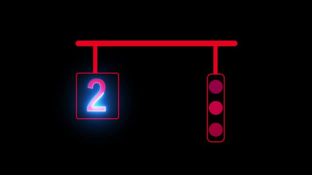 Animated Red Traffic Light - Stop Signal Icon in Motion. Glowing traffic signal icon animation with black background.