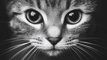 Close-up black and white cat's face